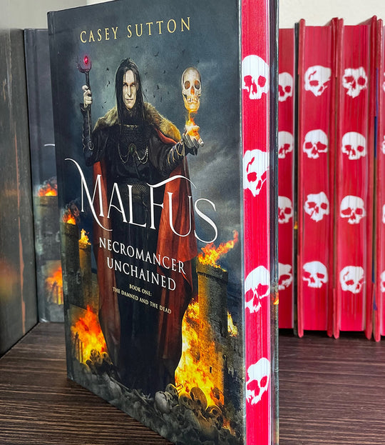 Malfus: Necromancer Unchained - SPRAYED EDGE (Red and White) - Signed Hardcover